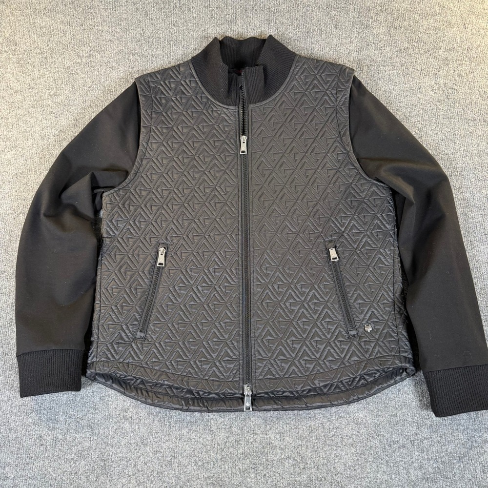 Greyson Clothiers Mens Quilted Hybrid Full Zip Jacket Black Wolf Logo #3927